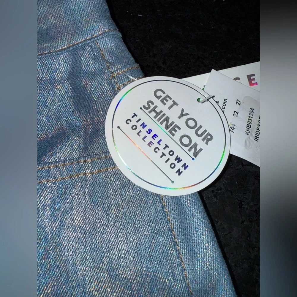 NEW Tinseltown Iridescent Denim Mini Skirt SHINE ON Sz M